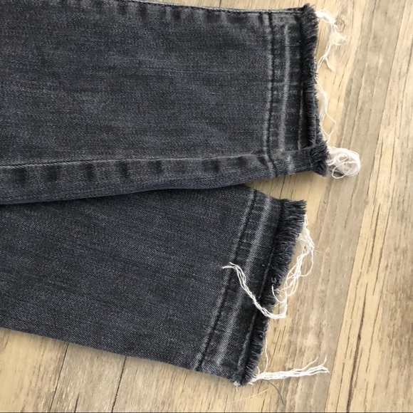Paige Verdugo Ankle Skinny Gray Jeans Raw Hem - Picture 3 of 6